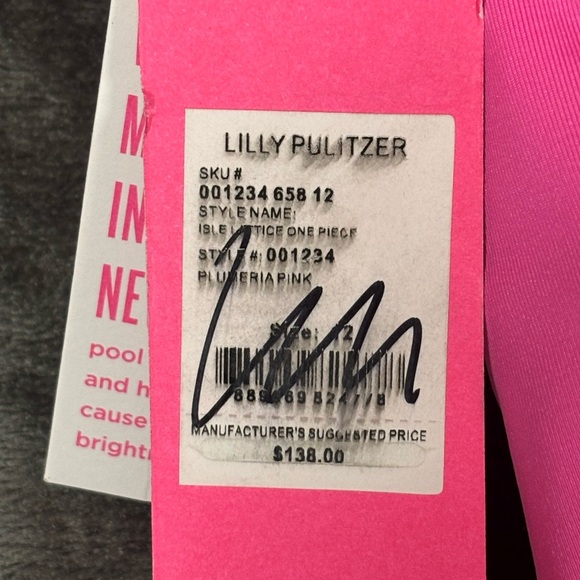 NEW Lilly Pulitzer Isle Lattice One Piece Bathing Suit Pink SZ 12 NWT - Picture 4 of 5